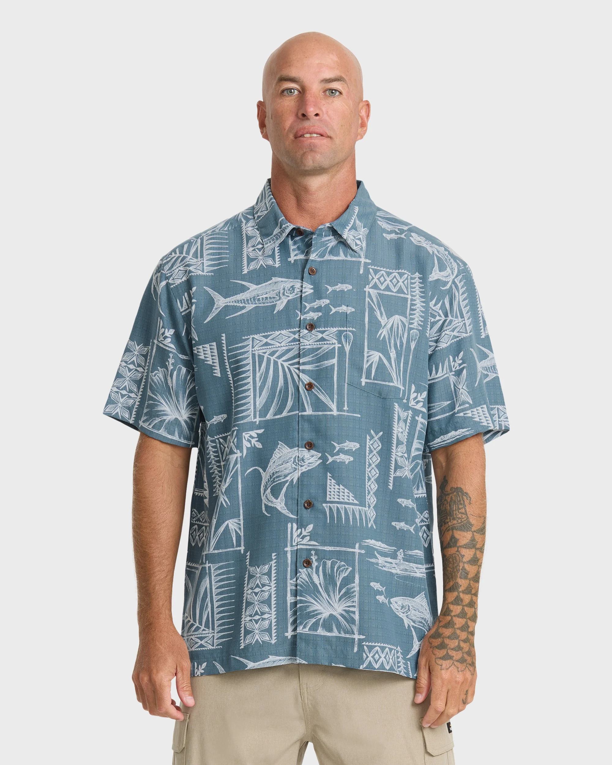 Waterman Paradise Bay Short Sleeve Woven Shirt - Real Teal | Quiksilver