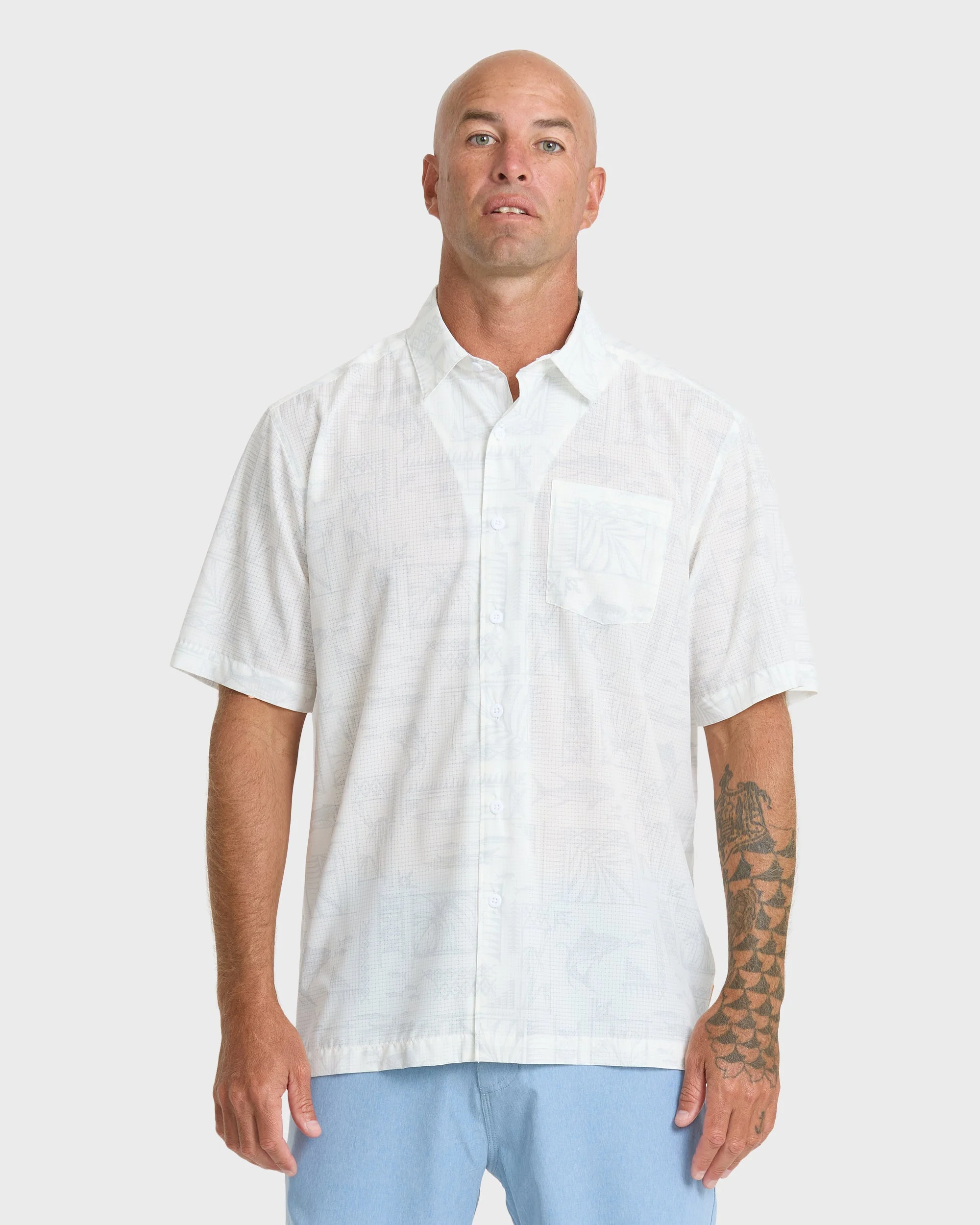 Waterman Paradise Bay Short Sleeve Woven Shirt - White | Quiksilver