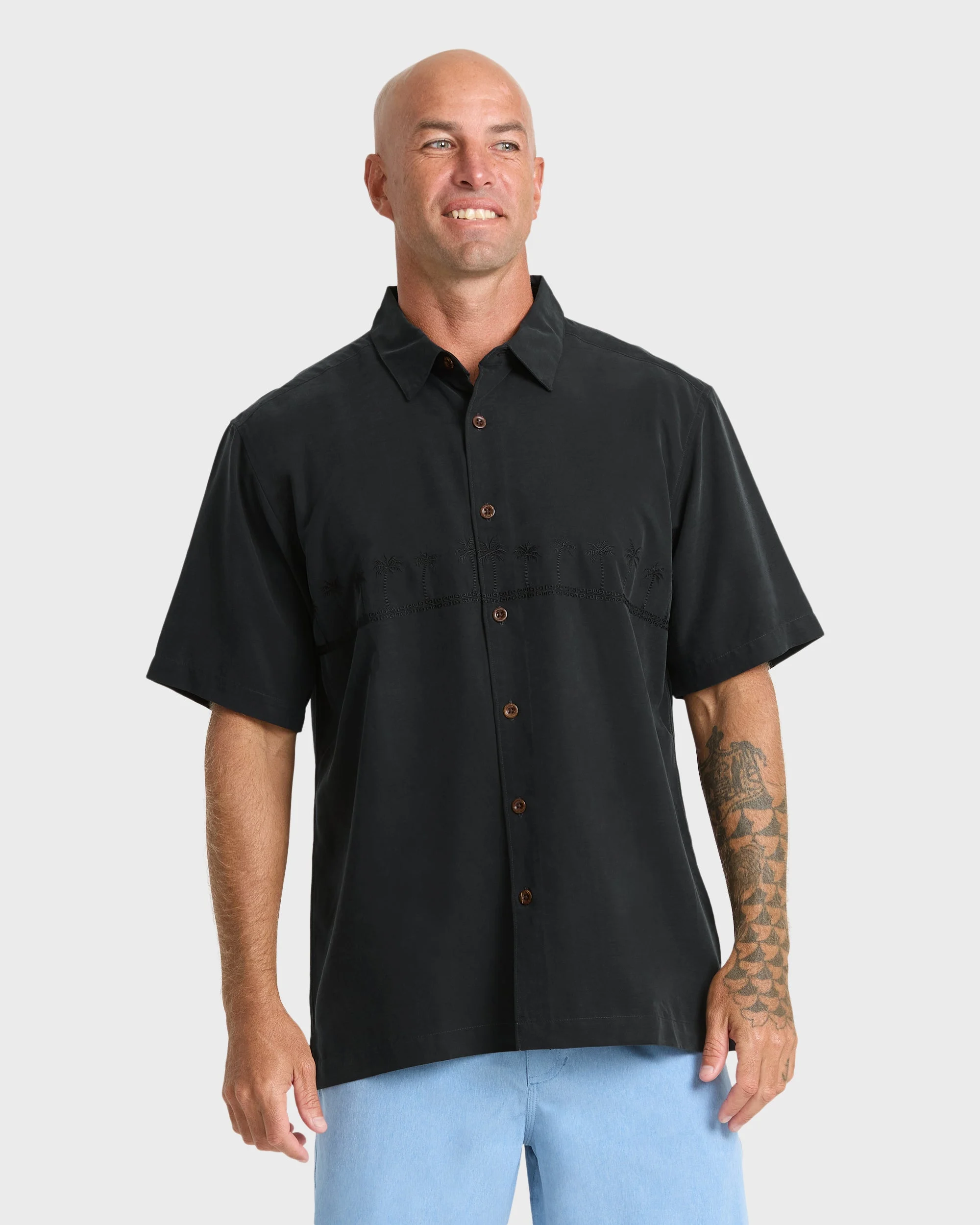 Waterman Tahiti Palms Premium Anti-Wrinkle Shirt - Black | Quiksilver