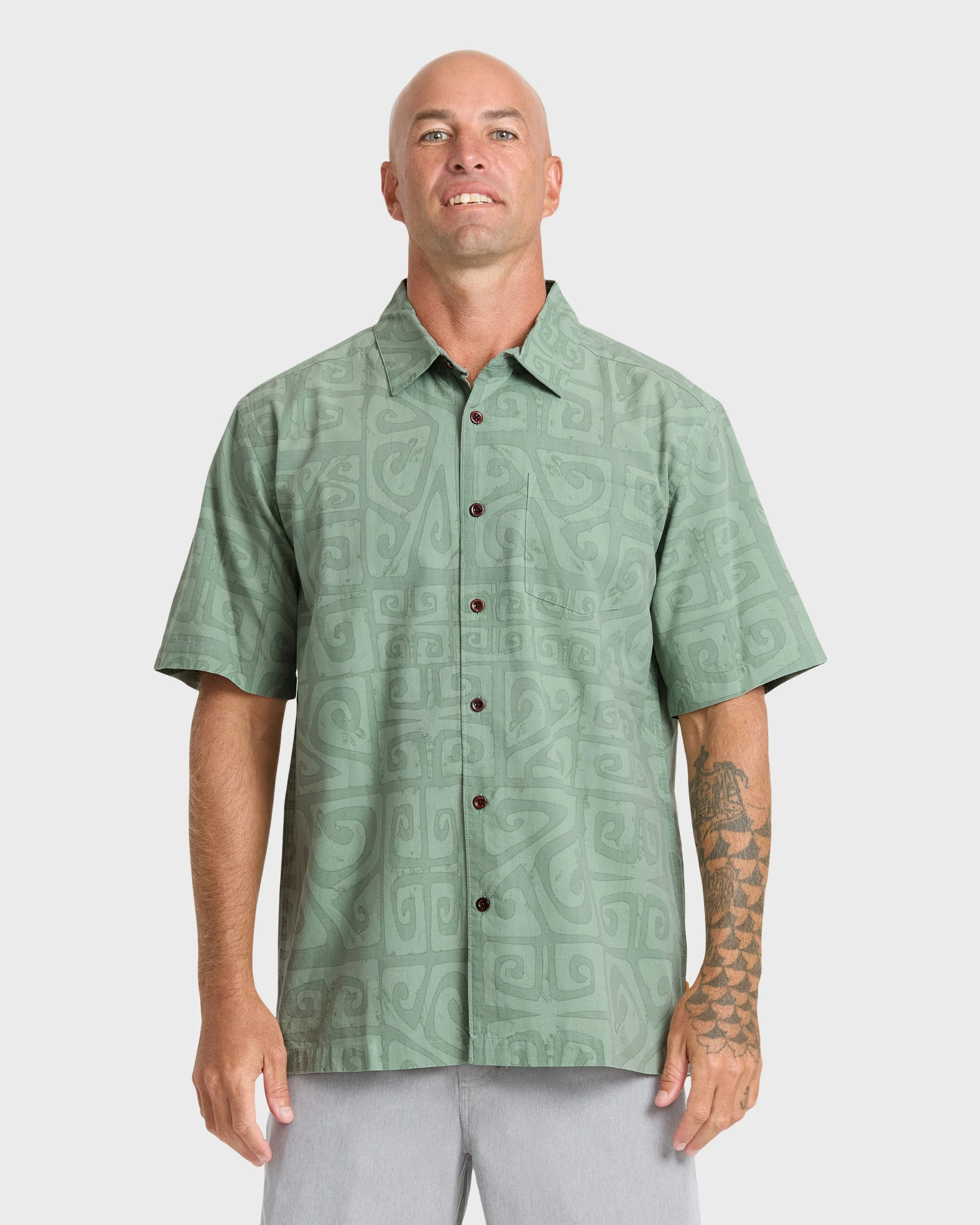 Waterman Tiki Beach Short Sleeve Shirt - Lily Pad | Quiksilver