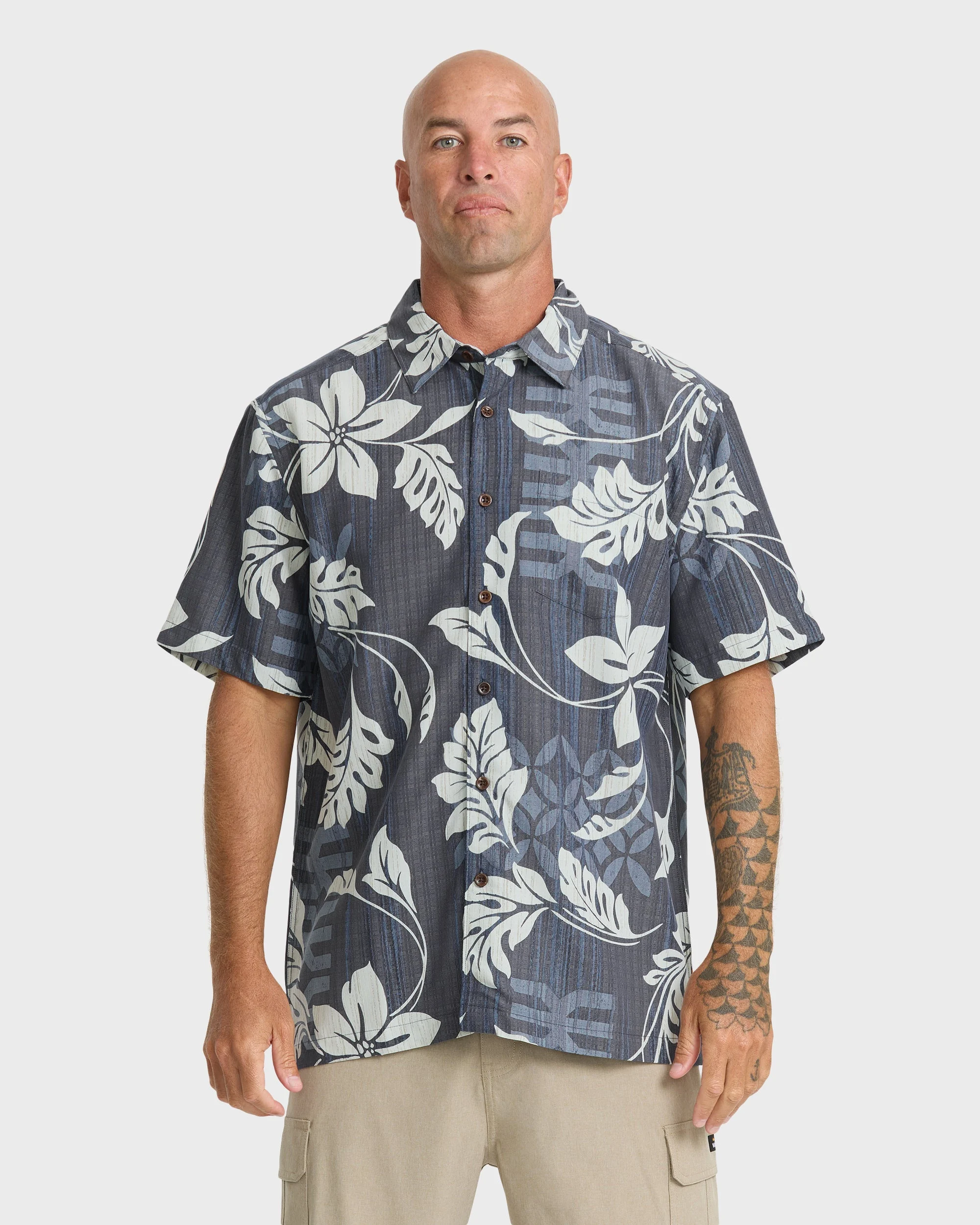 Waterman Tropic Bloom Short Sleeve Woven Shirt - Dark Denim | Quiksilver