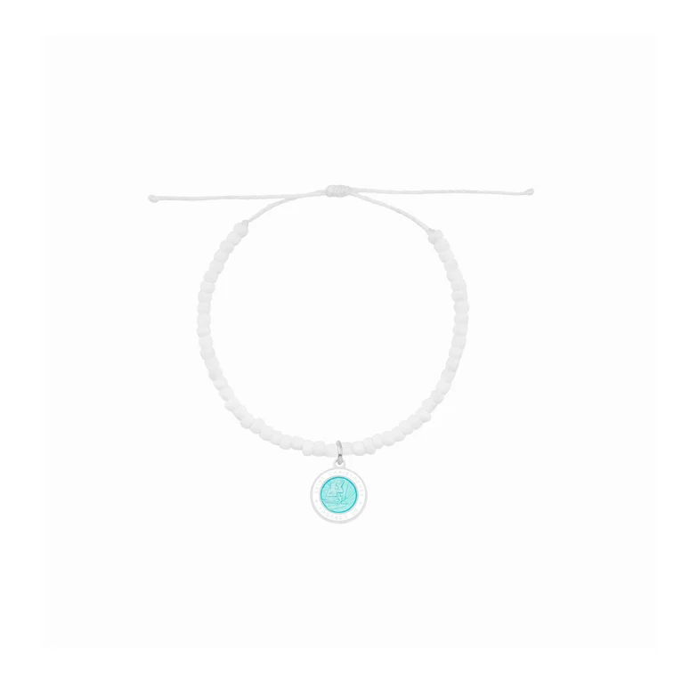 Wave Washed Beaded String Bracelet - Aqua