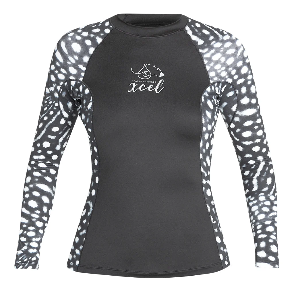 Women's Ocean Ramsey Water Inspired Long Sleeve UV Top - Black