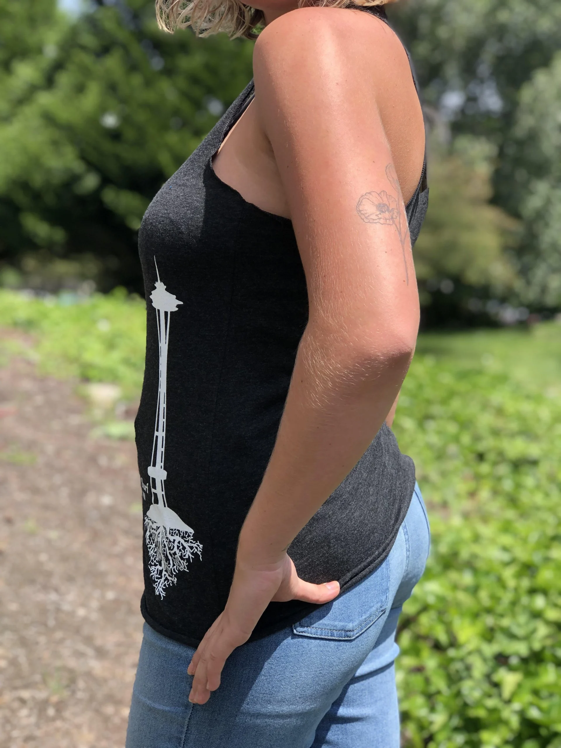 Women's Needle Tank - Dark Grey/White