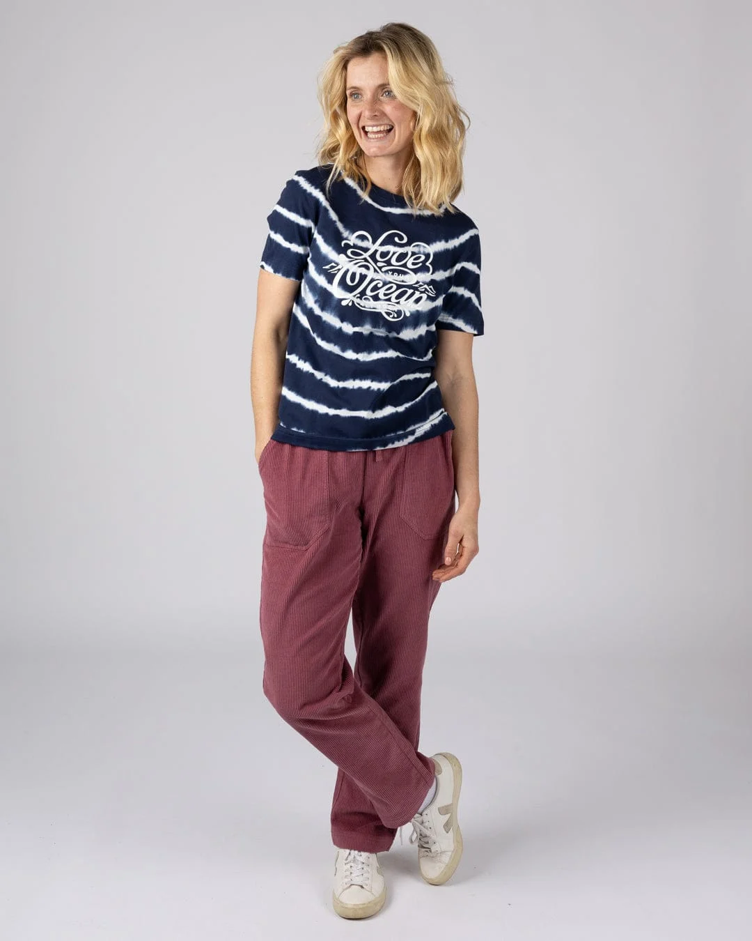 Womens Tie Dye Short Sleeve T-Shirt Blue White | Love Your Ocean