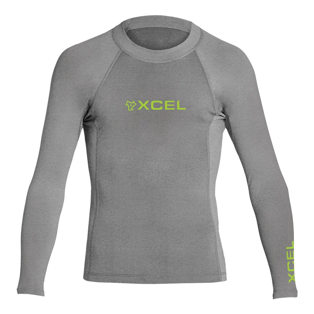 Youth Premium Stretch Long Sleeve Performance Fit UV Top - Heather Gre