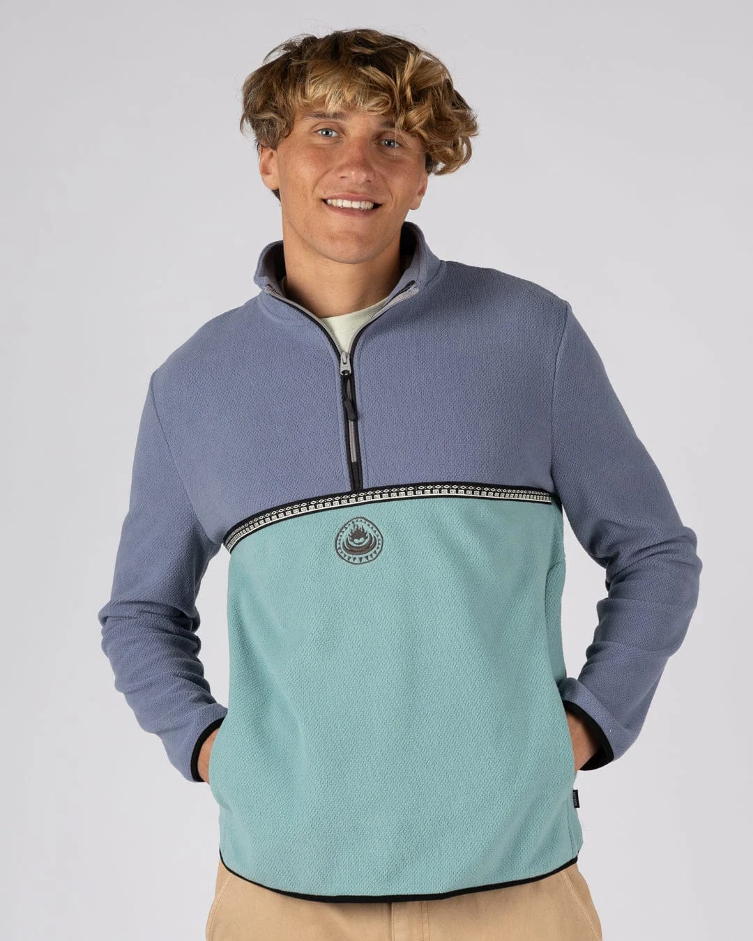 Zaki Mens 1/4 Neck Fleece in Blue