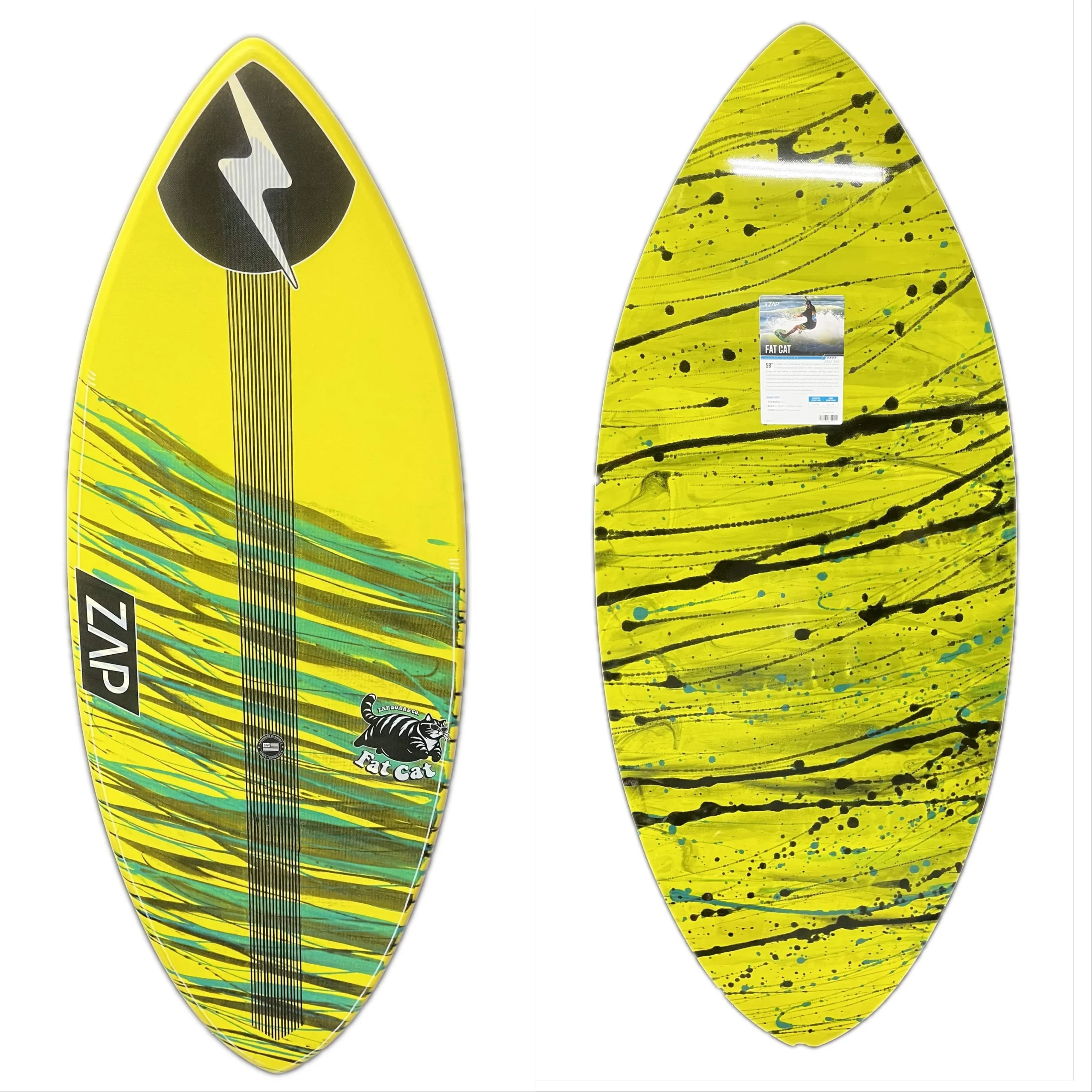 Zap 58" Fat Cat Skimboard - Neon